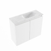 MONDIAZ TURE-DLUX Meuble toilette - 60cm - Talc - EDEN - vasque Opalo - position droite - 1 trou de robinet SW1104158