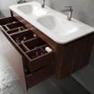 Saniclass Terra Meuble sous lavabo - 120cm - 2 tiroirs - lavabo solid surface - 1 cuve - 2 trous de robinet - coins arrondis - châtaignier (noyer) SW1447035