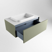 ENSEMBLE DE MEUBLE MONDIAZ ERIN - 80cm - Armée - 1 tiroir - lavabo centré - 0 trous de robinet - Talc SW696598