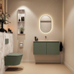 MONDIAZ TURE-DLUX Meuble toilette - 100cm - Army - EDEN - vasque Glace - position centrale - sans trou de robinet SW1103156