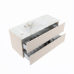VICA-DLUX 110cm badmeubel onderkast Linen 2 lades. Inbouw wastafel CLOUD links 1 kraangat, kleur Frappe. SW902489