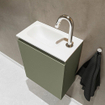 MONDIAZ TURE Fonteinset - 40x23x50cm - 1 kraangat - 1 deur - army mat - Wasbak links - Solid Surface Wit SW474976