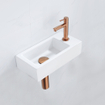 Fortifura Fuente fonteinset - 36x18.5x9cm - 1 kraangat - solid surface - fonteinkraan koper - mat wit SW1111575