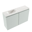 MONDIAZ TURE-DLUX Meuble toilette - 80cm - Greey - EDEN - vasque Ostra - position gauche - sans trou de robinet SW1104838