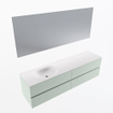 Mondiaz Vica ensemble de meuble de salle de bain - 180cm - meuble sous-vasque greey - 4 tiroirs - lavabo moon gauche - 1 trou de robinet - couleur talc - miroir LED - version XL 60cm de haut SW1092114