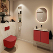 MONDIAZ TURE-DLUX Meuble toilette - 60cm - Fire - EDEN - vasque Ostra - position droite - sans trou de robinet SW1104819