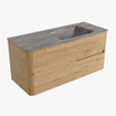 Mondiaz CIRO-DLUX Ensemble meuble de salle de bains - 110x45x50cm - vasque solid surface Oza - 1 bac à droite - 1 trou de robinet - 2 tiroirs - Chêne SW1531127