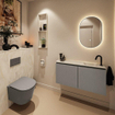 MONDIAZ TURE-DLUX Meuble toilette - 100cm - Smoke - EDEN - vasque Ostra - position droite - 1 trou de robinet SW1105133