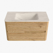 Mondiaz CIRO-DLUX Ensemble meuble de salle de bains - 90x45x50cm - lavabo solid surface Meli - 1 vasque centrale - sans trous de robinet - 2 tiroirs - Chêne SW1531394