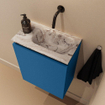 MONDIAZ TURE-DLUX Meuble toilette - 40cm - Jeans - EDEN - vasque Glace - position droite - sans trou de robinet SW1103308