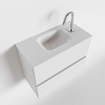 MONDIAZ ADA Meuble de toilettes - 60x30x50cm - 1 trou de robinet - 2 tiroirs - finition talc mate - lavabo au milieu - Solid surface - Blanc SW472500