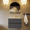 Mondiaz VICA-DLUX Ensemble de meuble de salle de bain - 70cm - meuble sous-vasque gris foncé - 2 tiroirs - lavabo encastré cloud milieu - 1 trou de robinet - version haute de 60cm - frape SW1088648