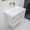 Mondiaz VICAB meuble de salle de bain - 80cm - meuble sous-vasque carrara - 2 tiroirs - lavabo cloud milieu - sans trous de robinet - version XL 60cm haut SW1090272