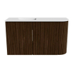 Mondiaz JOYA Meuble de toilette 71,6cm - arrondi droit couleur Noyer - Vasque FAYE position Gauche 1 trou de robinet couleur Talc SW1421276