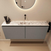 MONDIAZ TURE-DLUX Meuble toilette - 120cm - Smoke - EDEN - vasque Glace - position centrale - sans trou de robinet SW1103587