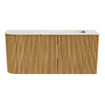 Mondiaz JOYA-DLUX 91.6cm toiletmeubel - ronding links kleur Oak - Wastafel FAYE positie Rechts Zonder kraangat kleur Nata. SW1424061