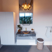 Mondiaz ALAN-DLUX Ensemble de meuble - 90cm - meuble Talc mat - 1 tiroir - Lavabo Cloud Lava suspendu - vasque Centre - 1 trou de robinet SW807918