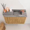 Mondiaz JOYA-DLUX 61.6cm toiletmeubel - ronding links kleur Oak - Wastafel FAYE positie Rechts 1 kraangat kleur Sombra. SW1424288