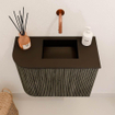 Mondiaz JOYA 51.6cm meuble de toilette - arrondi gauche couleur Shadow - Lavabo FAYE position Droite Sans trou de robinet couleur Urban SW1421556