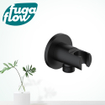 FugaFlow Eccelente Sobrado Badkamer Wandaansluitbocht - handdouchehouder - rozet rond - PVD - mat zwart - Black Friday - SW1123187