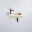 QeramiQ Lave-mains Kit lave-mains - 37.5x18.5x9cm - céramique - trou de robinet gauche - robinet lave-mains gunmetal - bonde de vidage - siphon abaissé - Mat Beige SW1232766