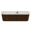 Mondiaz JOYA-DLUX 123.2cm toiletmeubel - ronding links en rechts kleur Walnut - Wastafel FAYE positie Midden 1 kraangat kleur Frappe. SW1422386