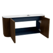 Mondiaz JOYA 93.2cm toiletmeubel - ronding links en rechts kleur Walnut - Wastafel FAYE positie Midden 1 kraangat kleur Talc. SW1421315