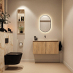 MONDIAZ TURE-DLUX Meuble toilette - 100cm - Washed Oak - EDEN - vasque Frappe - position centrale - sans trou de robinet SW1103084