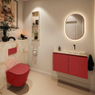 MONDIAZ TURE-DLUX Meuble toilette - 80cm - Fire - EDEN - vasque Frappe - position droite - sans trou de robinet SW1102758