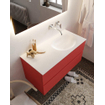 Mondiaz VICA ensemble de meuble de salle de bain - 100cm - meuble sous-vasque fire - 2 tiroirs - lavabo moon droite - sans trou de robinet - miroir LED - version XL 60cm de haut SW1097996