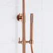 FugaFlow Eccelente Ensemble d'accessoires pour douche de tête - thermostatique - pomme de tête 25 cm - flexible lisse - douchette à main sur barre - Cuivre brossé PVD (Cuivre) SW1450986