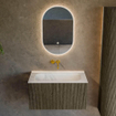 Mondiaz KURVE Ensemble meuble de salle de bains - 80x46x40cm - 1 tiroir - vasque solid surface - central - sans trou de robinet - Shadow SW1414216