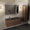 Mondiaz AIVY Ensemble de meuble - 120x45x50cm - 1 trou de robinet - 1 vasque Urban Solid surface - Gauche - 2 tiroirs - avec armoire de toilette - Melamine Mocha SW892260