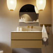 MONDIAZ VICA-DLUX Ensemble meuble de salle de bains - 100cm - meuble bas oro - 2 tiroirs - lavabo encastré cloud à droite - sans trous de robinet - version haute 60cm - glace SW1088209