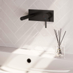 BRAUER Black Edition Wastafelmengkraan inbouw - rechte uitloop links - hendel lang smal - inclusief inbouwdeel - afdekplaat - model A 1 - mat zwart SW385401