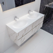 Mondiaz VICA ensemble de meuble de salle de bain - 120cm - meuble sous-vasque carrara - 4 tiroirs - lavabo moon double - 2 trous de robinet XL version 60cm de haut SW1090465