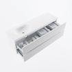 MONDIAZ VICA meuble sous lavabo 150cm Talc 2 tiroirs. Lavabo MOON gauche 1 trou de robinet, couleur Talc. SW1381870