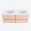 Mondiaz VICA ensemble de meuble de salle de bain - 120cm - meuble sous-vasque rosee - 4 tiroirs - lavabo cloud double - sans trous de robinet - version haute de 60cm - talc SW1083335
