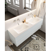Mondiaz VICA Meuble Clay avec 4 tiroirs 150x50x45cm vasque lavabo Cloud double sans trou de robinet SW410595