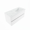 Mondiaz VICA-DLUX Ensemble de meuble de salle de bain - 100cm - meuble sous-vasque talc - 2 tiroirs - lavabo encastré cloud droite - 1 trou de robinet - version haute de 60cm - opalo SW1088496