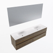 Mondiaz Vica ensemble de meuble de salle de bain - 170cm - meuble sous-vasque marron foncé gris - 4 tiroirs - lavabo moon double - 2 trous de robinet - couleur talc - miroir LED - version XL 60cm de haut SW1091724