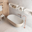 Ideavit Solidera Vrijstaand bad - 150x76x53cm - Solid surface - Ovaal - Mat Beige SW857502
