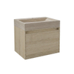 Forzalaqua Ibiza Ensemble meuble de salle de bains - 80x50x50cm - 1 tiroir - lavabo en travertin - 1 trou de robinet - jeu de supports - bouchen de vidage - Smoke SW1476837