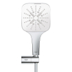 GROHE Rainshower SmartActive 130 Cube Ensemble douchette - 3 types de jet - carré - avec support - réglable - flexible lisse - 150cm - chrome/moon white SW472268