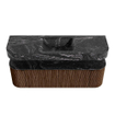 MONDIAZ THOR-DLUX 150cm badmeubel ronding links + rechts kleur Walnut met 1 lade en 2 deuren. Vrijhangende wastafel CLOUD Midden zonder kraangat kleur Lava. SW1464669