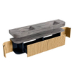 MONDIAZ THOR-DLUX 200cm badmeubel ronding links + rechts kleur Oak met 2 lades en 2 deuren. Vrijhangende wastafel CLOUD Dubbel 2 kraangaten kleur Sombra. SW1467255