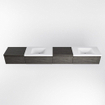 MONDIAZ BUKLA 280cm ensemble de meuble avec module 60 à droite couleur Marron Foncé avec 4 tiroirs. Lavabo CLOUD double 0 trou de robinet couleur Talc. SW1382329