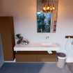 Mondiaz ALAN-DLUX Ensemble de meuble - 150cm - meuble Rust mat - 2 tiroirs - Lavabo Cloud Ostra suspendu - vasque Droite - 0 trous de robinet SW807649