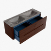 Mondiaz CIRO-DLUX Badkamermeubelset - 130x45x50cm - Solid surface wastafel Oza - 2 wasbak Dubbel - zonder kraangaten - 4 lades - Ruby SW1532101