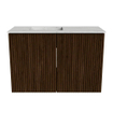 Mondiaz JOYA-DLUX 60cm meuble de toilette - couleur Walnut - Lavabo FAYE position Gauche 1 trou de robinet couleur Opalo. SW1422508